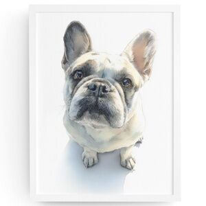 Watercolor French Bulldog Pet Portrait Wall Art Print Poster Unframed - Cute Dog